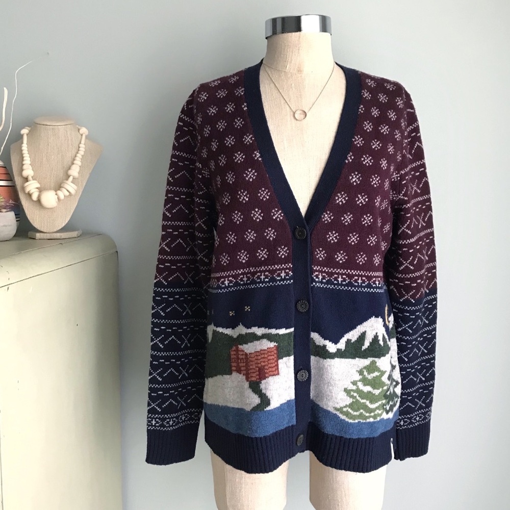 Cozy WOOLRICH Winter Mountain Cabin Wool Cardigan - Picture 1 of 10